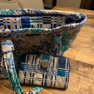Vera Bradley medium tote with matching wallet.